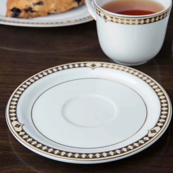 Syracuse China 911191031 Baroque 6 1/8" Bone China Stackable Saucer - 36/Case 1 Syracuse China 911191031 Baroque 6 1/8" Bone China Stackable Saucer - 36/Case