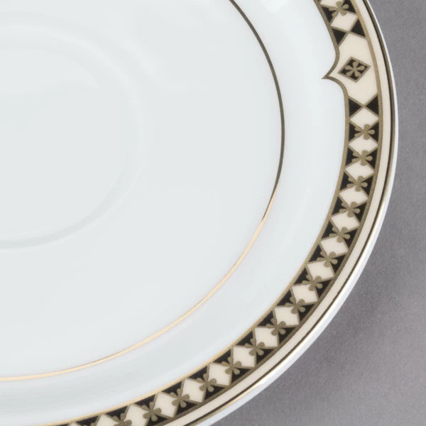 Syracuse China 911191031 Baroque 6 1/8" Bone China Stackable Saucer - 36/Case 4 Syracuse China 911191031 Baroque 6 1/8" Bone China Stackable Saucer - 36/Case - Image 4