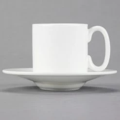 10 Strawberry Street B4524B4525 Izabel Lam Pond 4 Oz. White Bone China Espresso Cup And Saucer Set - 18/Case -Rak Porcelain shop 1034695
