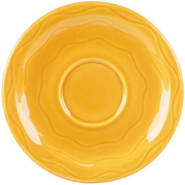 Syracuse China 903033201 Cantina 6 1/4" Saffron Carved Porcelain Saucer - 12/Case 2 Syracuse China 903033201 Cantina 6 1/4" Saffron Carved Porcelain Saucer - 12/Case - Image 2