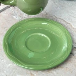 Syracuse China 903035201 Cantina 6 1/4" Sage Carved Porcelain Saucer - 12/Case