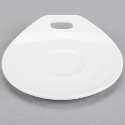 Syracuse China 905356120 Slenda Practica 4 3/4" X 4 1/2" Royal Rideau White Porcelain Saucer - 36/Case 7 Syracuse China 905356120 Slenda Practica 4 3/4" X 4 1/2" Royal Rideau White Porcelain Saucer - 36/Case -Rak Porcelain shop 1081013