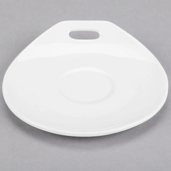Syracuse China 905356120 Slenda Practica 4 3/4" X 4 1/2" Royal Rideau White Porcelain Saucer - 36/Case 3 Syracuse China 905356120 Slenda Practica 4 3/4" X 4 1/2" Royal Rideau White Porcelain Saucer - 36/Case - Image 3