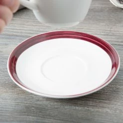 10 Strawberry Street BISTRO-10S-RAS Raspberry Rim Bistro 5 3/4" Round Porcelain Tea Saucer - 48/Case