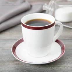 10 Strawberry Street BISTRO-10S-RAS Raspberry Rim Bistro 5 3/4" Round Porcelain Tea Saucer - 48/Case -Rak Porcelain shop 1082893