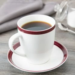 10 Strawberry Street BISTRO-28-RAS Raspberry Rim Bistro 9 Oz. Porcelain Stout Mug - 48/Case -Rak Porcelain shop 1083148