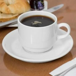 Syracuse China 950002300 Slenda 6 3/8" Royal Rideau White Porcelain Stacking Tea Saucer - 36/Case -Rak Porcelain shop 1083765