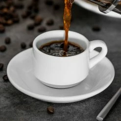 Tuxton AMU-082 Modena AlumaTux Pearl White (European White) 4 5/8" China AD Saucer - 36/Case -Rak Porcelain shop 1101282