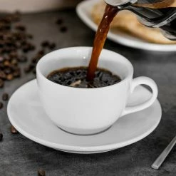 Tuxton AMU-087 Modena AlumaTux Pearl White (European White) 10 Oz. China Round Cup - 24/Case -Rak Porcelain shop 1101318