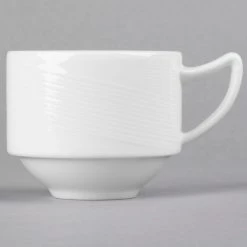 Syracuse China 987659364 Silk 8.5 Oz. Royal Rideau White Porcelain Stacking Cup - 36/Case -Rak Porcelain shop 1113023