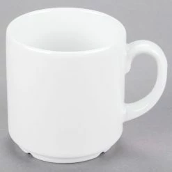 Syracuse China 911194044 Reflections 10 Oz. Aluma White Porcelain Stackable Mug - 24/Case -Rak Porcelain shop 1131810