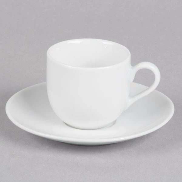 10 Strawberry Street RB0011 Classic White 3 Oz. White Porcelain Ballet Espresso Cup With Saucer - 24/Case 2 10 Strawberry Street RB0011 Classic White 3 Oz. White Porcelain Ballet Espresso Cup With Saucer - 24/Case - Image 2
