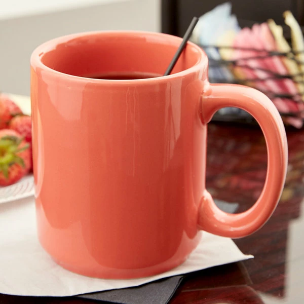Tuxton BNM-1202 12 Oz. Cinnebar China C-Handle Mug - 24/Case 1 Tuxton BNM-1202 12 Oz. Cinnebar China C-Handle Mug - 24/Case