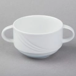 Schonwald 9182730 Donna 9.5 Oz. Continental White Two-Handled Soup Cup - 12/Case -Rak Porcelain shop 1351718