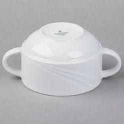 Schonwald 9182730 Donna 9.5 Oz. Continental White Two-Handled Soup Cup - 12/Case -Rak Porcelain shop 1351719