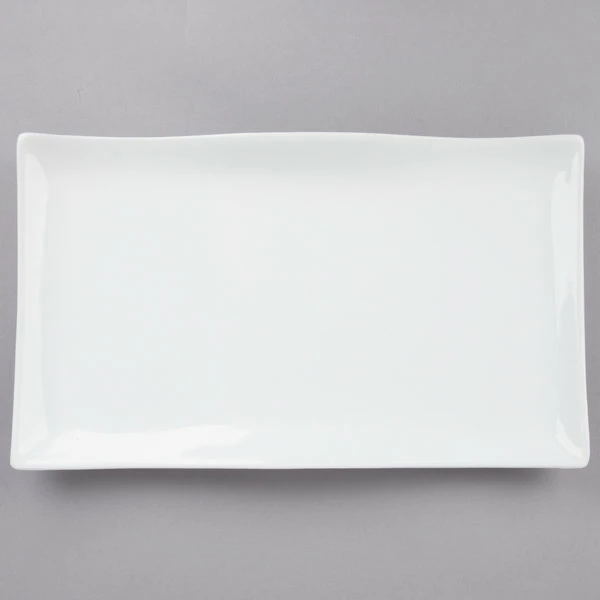 American Metalcraft Prestige RTWVY1 14 3/8" X 8 3/4" Wavy Stoneware Platter 2 American Metalcraft Prestige RTWVY1 14 3/8" X 8 3/4" Wavy Stoneware Platter - Image 2