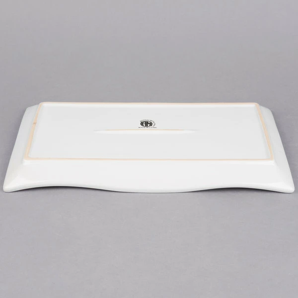 American Metalcraft Prestige RTWVY1 14 3/8" X 8 3/4" Wavy Stoneware Platter 3 American Metalcraft Prestige RTWVY1 14 3/8" X 8 3/4" Wavy Stoneware Platter - Image 3