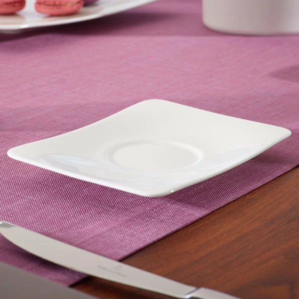 Villeroy & Boch 10-4510-1430 Modern Grace 5 1/2" X 4 1/4" White Bone Porcelain Saucer - 6/Case 1 Villeroy & Boch 10-4510-1430 Modern Grace 5 1/2" X 4 1/4" White Bone Porcelain Saucer - 6/Case