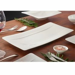 Villeroy & Boch 10-4510-2580 Modern Grace 17 1/2" X 9" White Bone Porcelain Rectangular Plate - 6/Pack