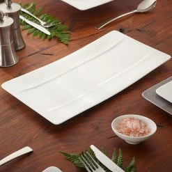 Villeroy & Boch 10-4510-2581 Modern Grace 13 3/4" X 7" White Bone Porcelain Rectangular Plate - 6/Pack -Rak Porcelain shop 1391663
