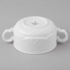 Schonwald 9062728 Marquis 9.5 Oz. Continental White Porcelain Two-Handled Soup Cup - 12/Case -Rak Porcelain shop 1406455