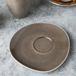 Schonwald 9386918-63044 Pottery 6 1/8" Unique Dark Gray Porcelain Saucer - 12/Case