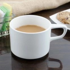 Bon Chef 1100004P Slanted Oval 8 Oz. White Porcelain Cup - 36/Case