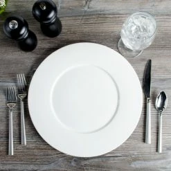 Bon Chef 5000015B Wide Rim 12" White Bone China Charger Plate - 12/Pack