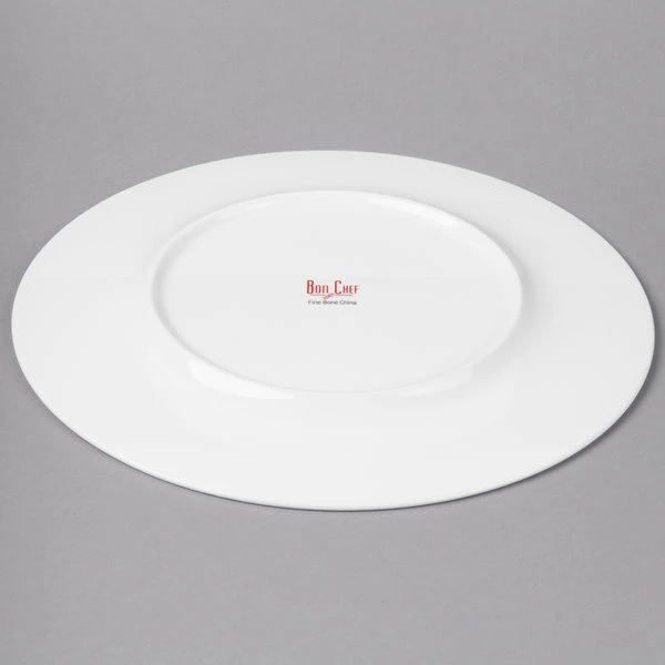 Bon Chef 5000015B Wide Rim 12" White Bone China Charger Plate - 12/Pack 3 Bon Chef 5000015B Wide Rim 12" White Bone China Charger Plate - 12/Pack - Image 3
