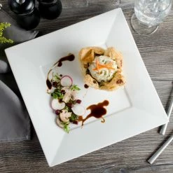 Bon Chef 5000014B Wide Rim 12" White Bone China Square Plate - 12/Pack