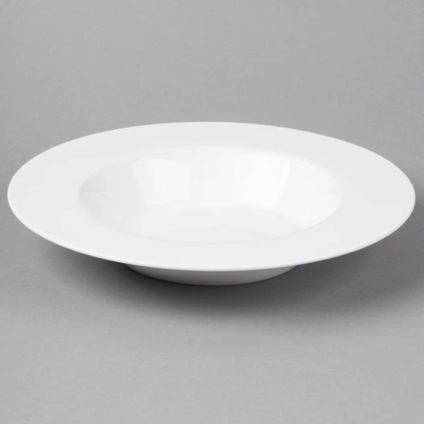 Bon Chef 5000013B Wide Rim 11 1/2" White Bone China Pasta Plate - 12/Pack 2 Bon Chef 5000013B Wide Rim 11 1/2" White Bone China Pasta Plate - 12/Pack - Image 2