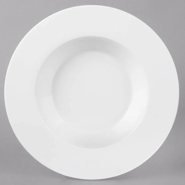 Bon Chef 5000013B Wide Rim 11 1/2" White Bone China Pasta Plate - 12/Pack 4 Bon Chef 5000013B Wide Rim 11 1/2" White Bone China Pasta Plate - 12/Pack - Image 4