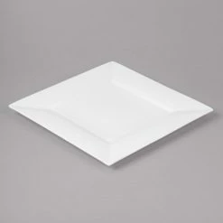 Bon Chef 5000009B Wide Rim 10 1/2" White Bone China Square Plate - 12/Pack -Rak Porcelain shop 1450162