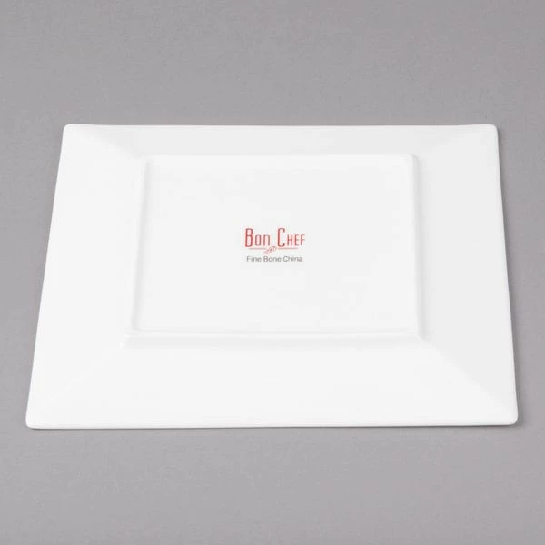 Bon Chef 5000005B Wide Rim 7 1/2" White Bone China Square Plate - 24/Case 4 Bon Chef 5000005B Wide Rim 7 1/2" White Bone China Square Plate - 24/Case - Image 4