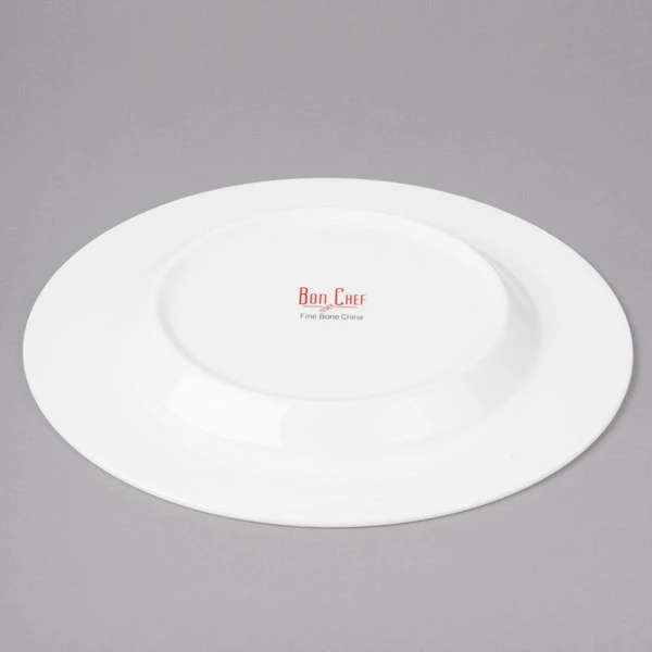 Bon Chef 5000007B Wide Rim 9" White Bone China Salad Plate - 24/Case 4 Bon Chef 5000007B Wide Rim 9" White Bone China Salad Plate - 24/Case - Image 4