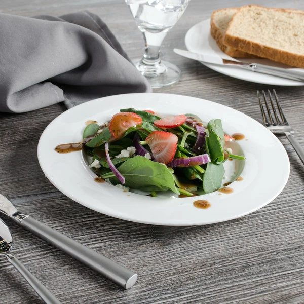 Bon Chef 5000007B Wide Rim 9" White Bone China Salad Plate - 24/Case 6 Bon Chef 5000007B Wide Rim 9" White Bone China Salad Plate - 24/Case - Image 6