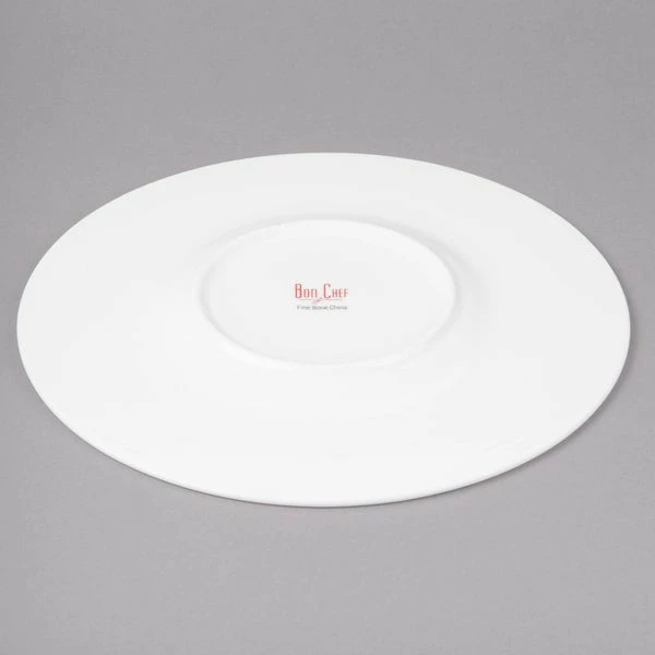 Bon Chef 5000011B Wide Rim 11" White Bone China Plate - 12/Pack 4 Bon Chef 5000011B Wide Rim 11" White Bone China Plate - 12/Pack - Image 4