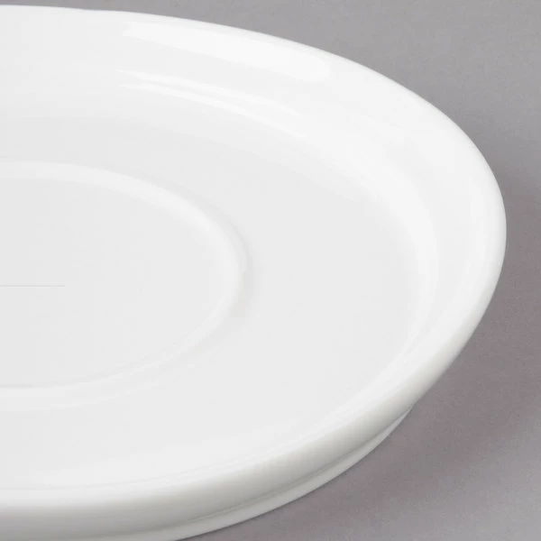 Bon Chef 1500006P Mid Century 6" White Porcelain Saucer - 36/Case 4 Bon Chef 1500006P Mid Century 6" White Porcelain Saucer - 36/Case - Image 4