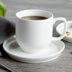 Bon Chef 1500006P Mid Century 6" White Porcelain Saucer - 36/Case 10 Bon Chef 1500006P Mid Century 6" White Porcelain Saucer - 36/Case -Rak Porcelain shop 1451303