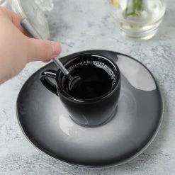 World Tableware PEB-17-O Pebblebrook 6 3/8" Obsidian Organic Porcelain Saucer - 12/Case -Rak Porcelain shop 1474769
