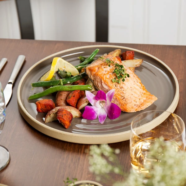 Chef & Sommelier FK943 Geode 10 3/4" Gray Stackable Dinner Plate By Arc Cardinal - 12/Case 1 Chef & Sommelier FK943 Geode 10 3/4" Gray Stackable Dinner Plate By Arc Cardinal - 12/Case