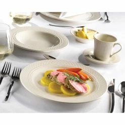 Homer Laughlin By Steelite International HL3557000 Gothic 5 5/8" Ivory (American White) China Saucer - 36/Case -Rak Porcelain shop 1488949