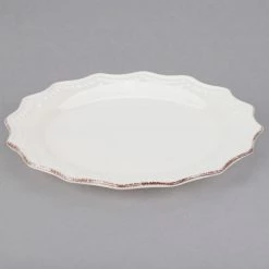 10 Strawberry Street OXFRD-CRM-1 Oxford 11" Brown Rim Cream Stoneware Plate - 12/Case -Rak Porcelain shop 1511411