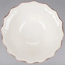 10 Strawberry Street OXFRD-CRM-3 Oxford 16 Oz. Brown Rim Cream Stoneware Salad Bowl - 24/Case -Rak Porcelain shop 1511436
