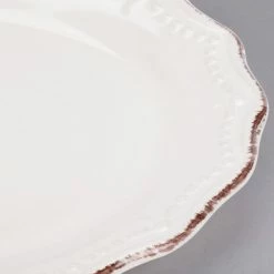 10 Strawberry Street OXFRD-CRM-4 Oxford 8 5/16" Brown Rim Cream Stoneware Salad Plate - 24/Case -Rak Porcelain shop 1511448