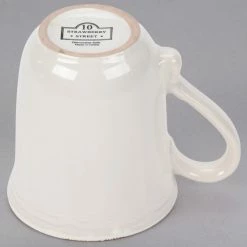 10 Strawberry Street OXFRD-CRM-28 Oxford 16 Oz. Brown Rim Cream Stoneware Mug - 24/Case -Rak Porcelain shop 1511456