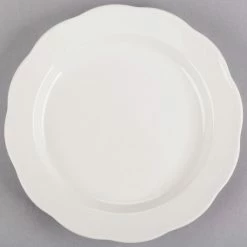 Alternative view of Acopa 7 3/8" Ivory (American White) Scalloped Edge Stoneware Plate - 36/Case