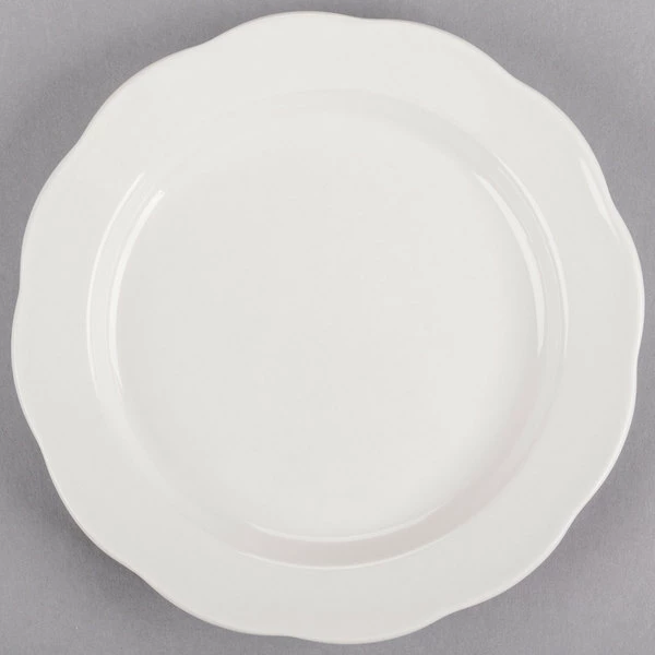 Acopa 7 3/8" Ivory (American White) Scalloped Edge Stoneware Plate - 36/Case 2 Acopa 7 3/8" Ivory (American White) Scalloped Edge Stoneware Plate - 36/Case - Image 2