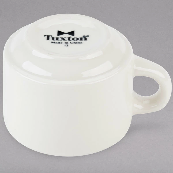 Tuxton TRE-023 Reno / Nevada 7 Oz. Eggshell Stackable China Cup - 36/Case 5 Tuxton TRE-023 Reno / Nevada 7 Oz. Eggshell Stackable China Cup - 36/Case - Image 5