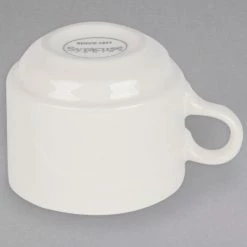Syracuse China 950093107 Cascade 8.5 Oz. Ivory (American White) Savoy Flint Porcelain Stacking Cup - 36/Case -Rak Porcelain shop 1519437